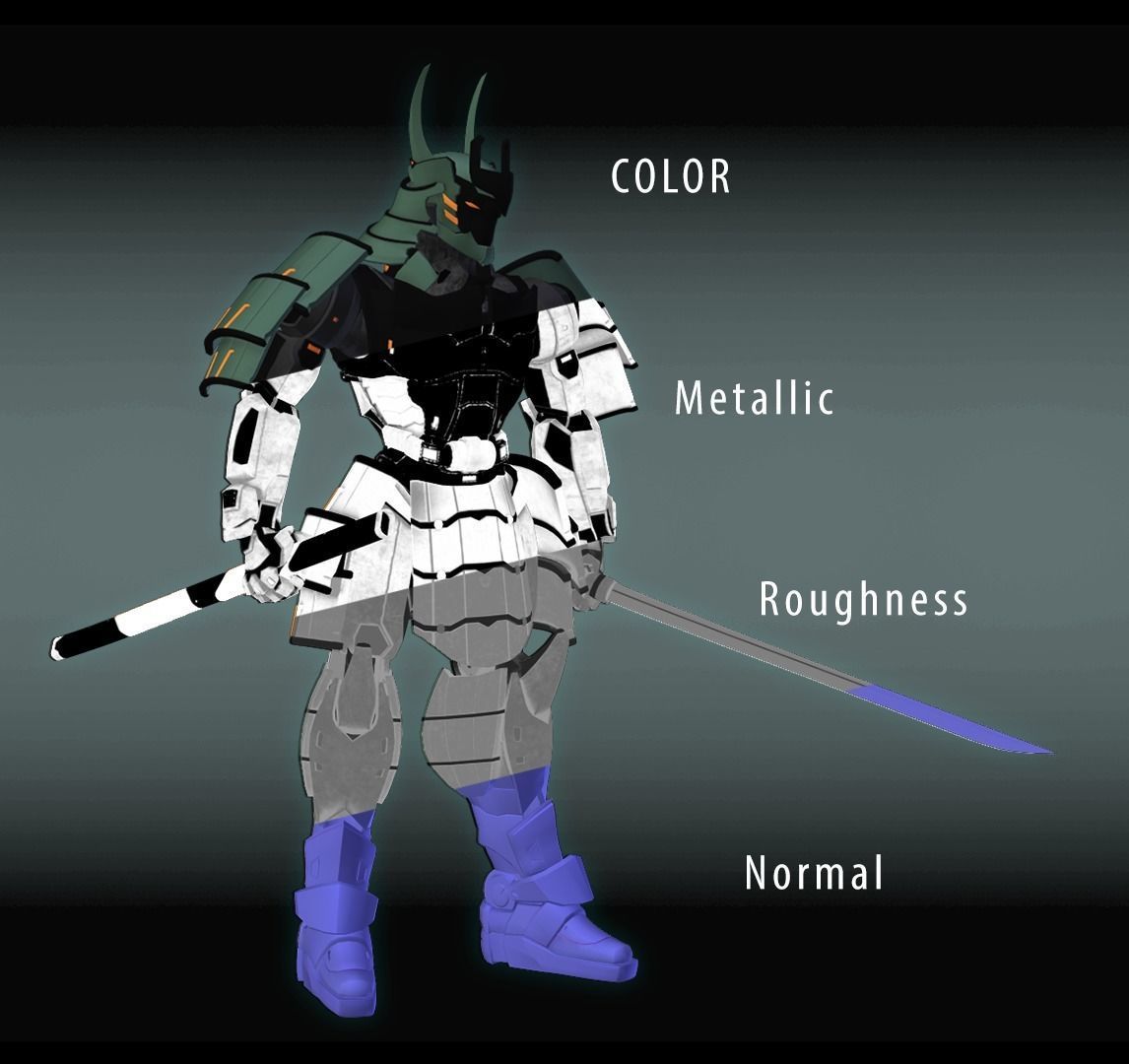  Samurai Robot asset Low-poly 3D model_20