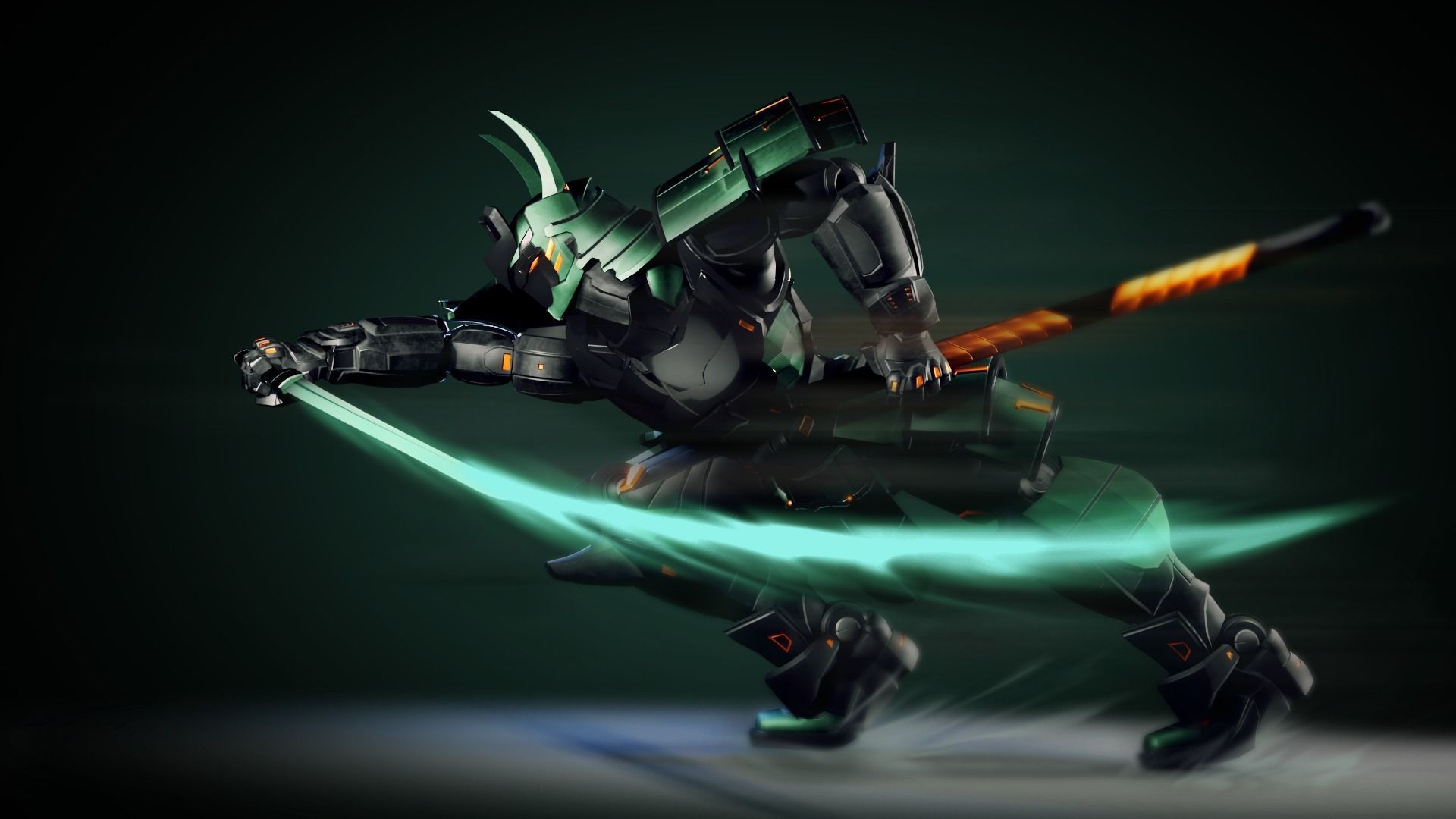  Samurai Robot asset Low-poly 3D model_1