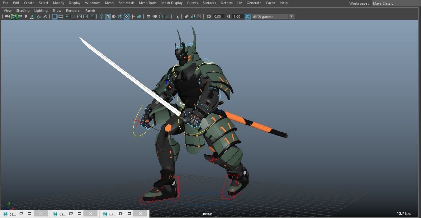  Samurai Robot asset Low-poly 3D model_21