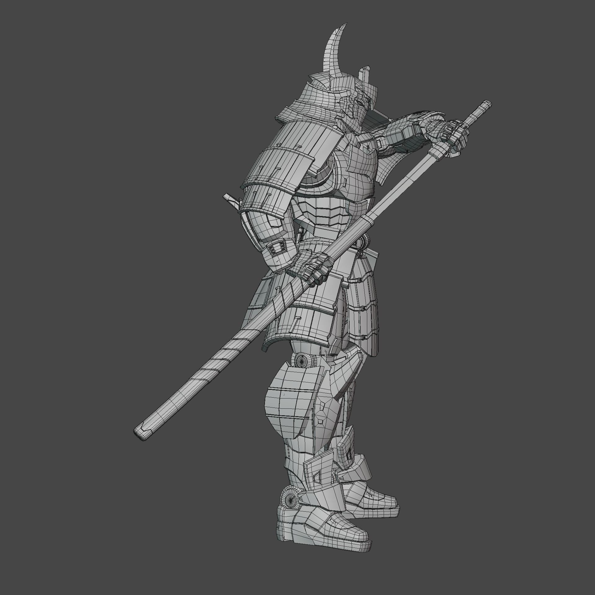  Samurai Robot asset Low-poly 3D model_14