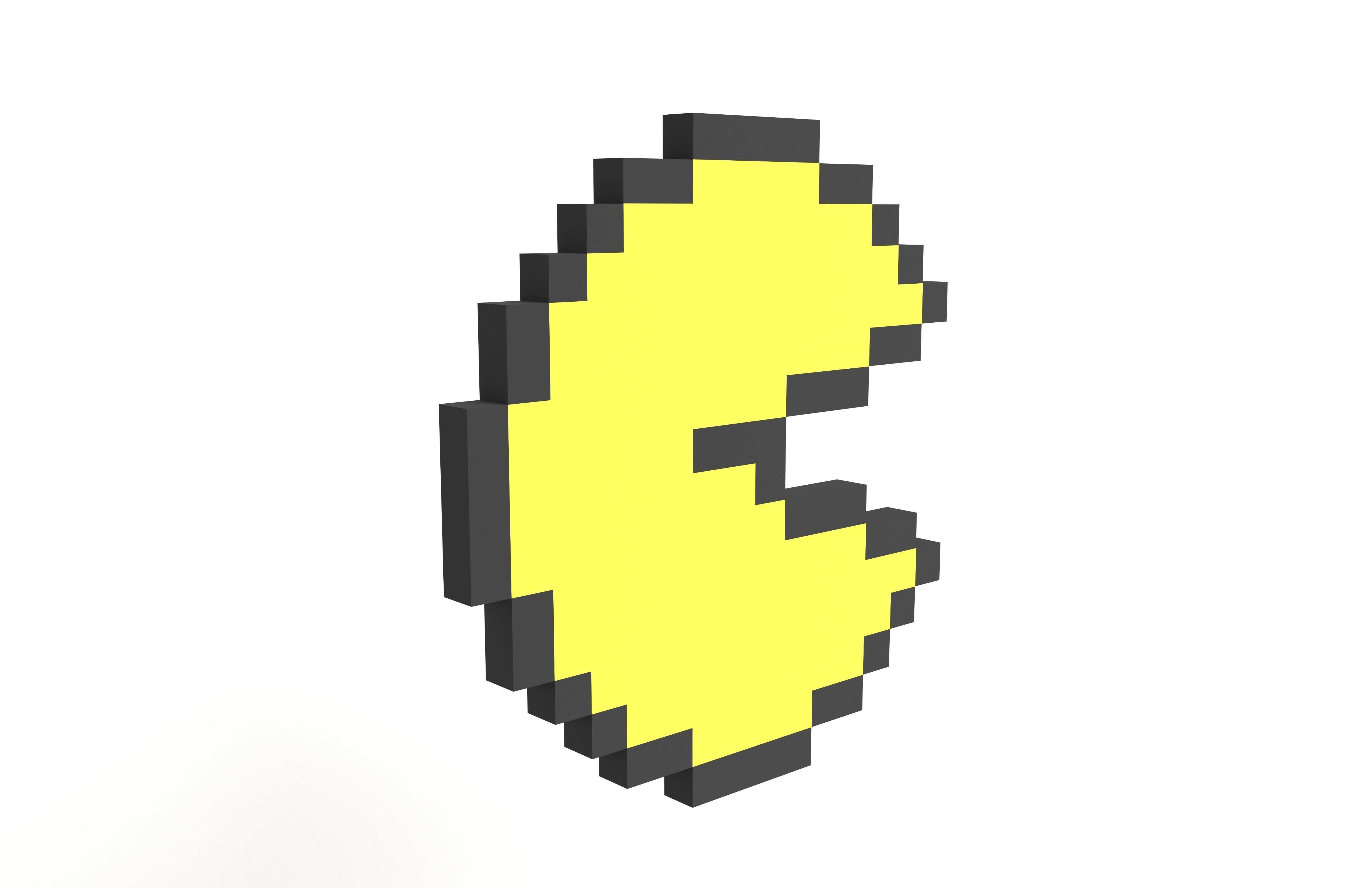 Pixel Pacman v1 001 Low-poly 3D model_3