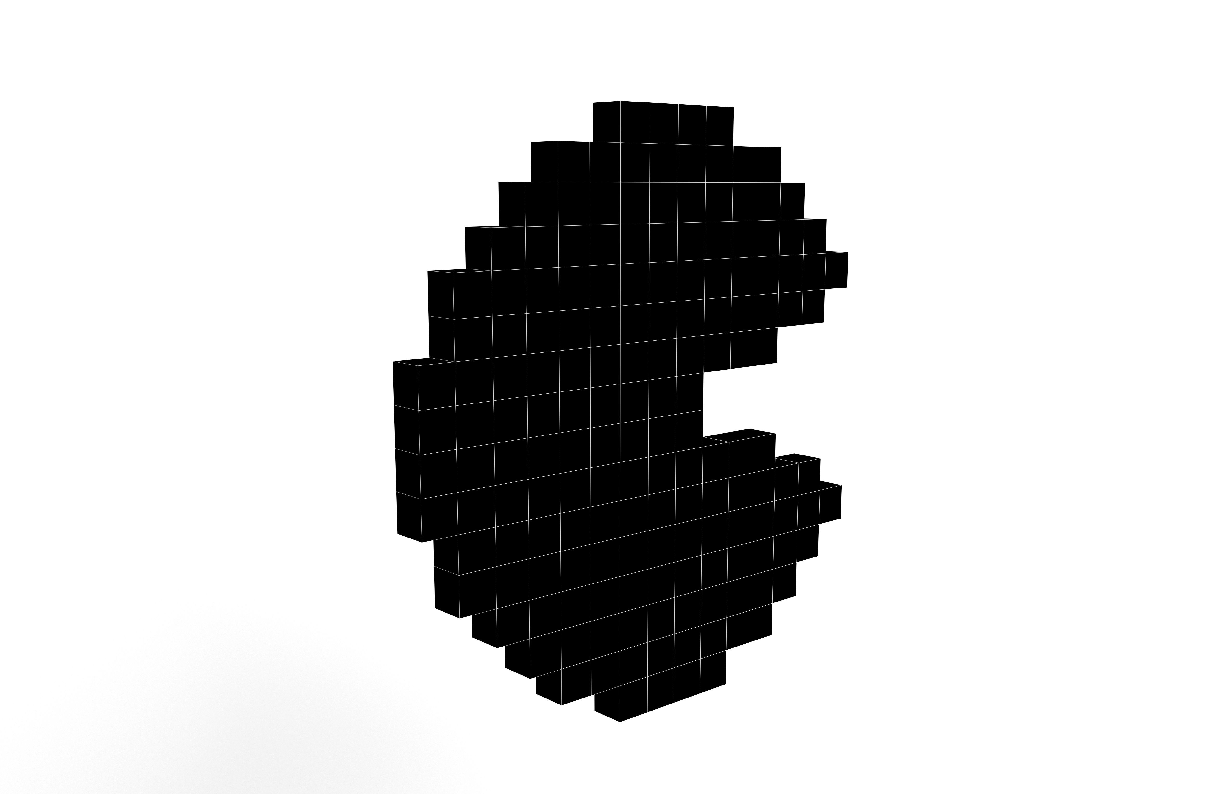 Pixel Pacman v1 001 Low-poly 3D model_7