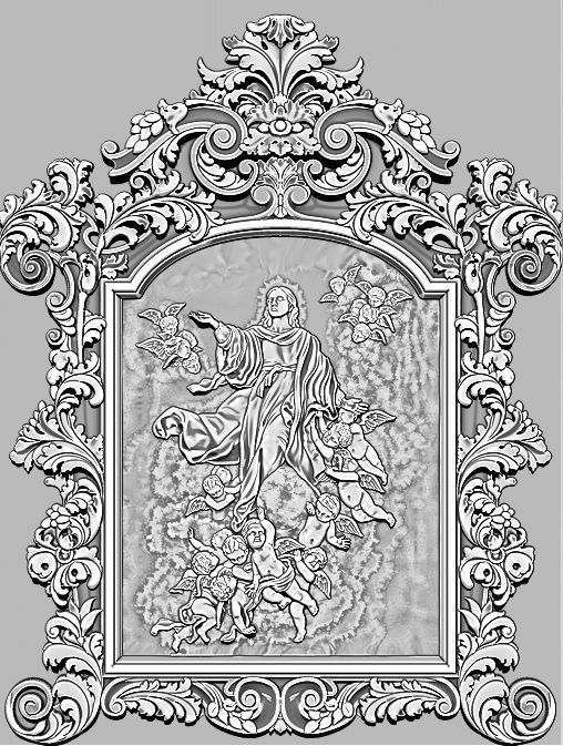 3D Frame - Wood Carving STL Model for CNC Router 3D print model_10