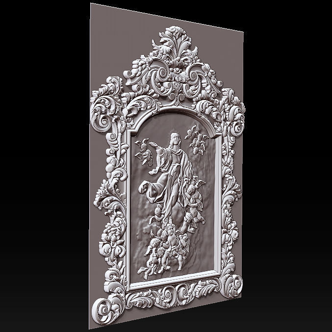 3D Frame - Wood Carving STL Model for CNC Router 3D print model_5