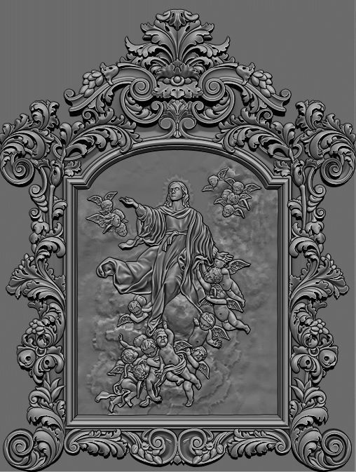 3D Frame - Wood Carving STL Model for CNC Router 3D print model_15