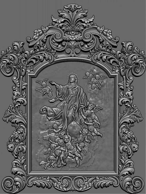 3D Frame - Wood Carving STL Model for CNC Router 3D print model_8