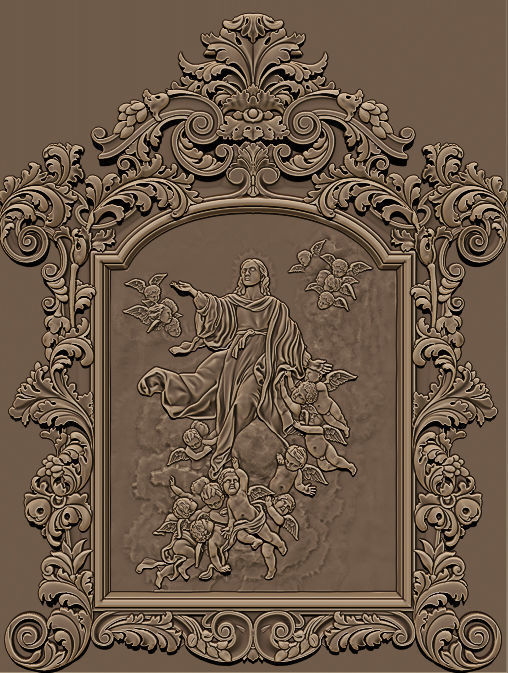 3D Frame - Wood Carving STL Model for CNC Router 3D print model_13