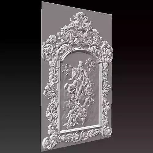 3D Frame - Wood Carving STL Model for CNC Router 3D print model