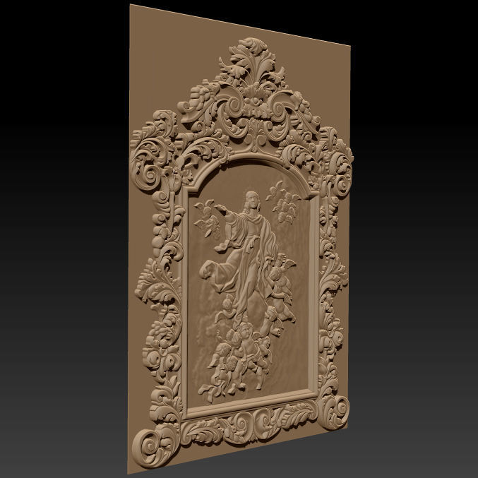 3D Frame - Wood Carving STL Model for CNC Router 3D print model_6