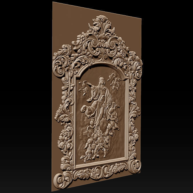 3D Frame - Wood Carving STL Model for CNC Router 3D print model_3