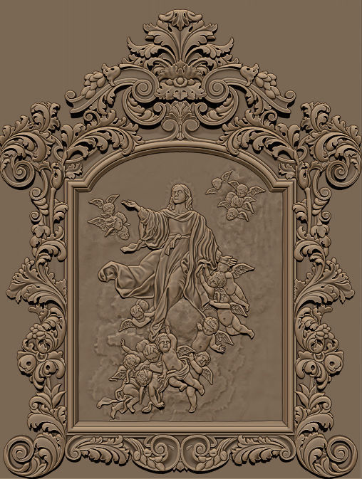 3D Frame - Wood Carving STL Model for CNC Router 3D print model_14