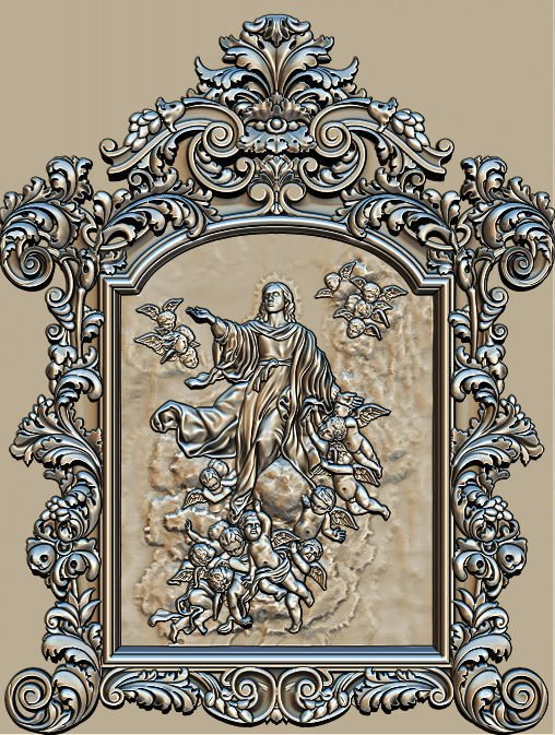 3D Frame - Wood Carving STL Model for CNC Router 3D print model_16
