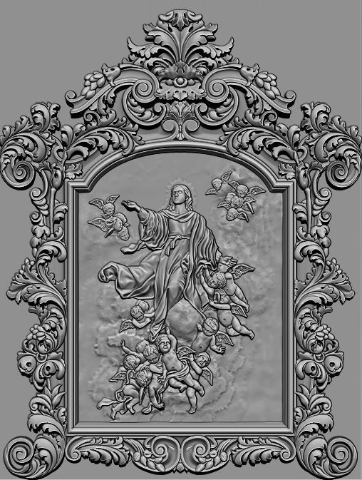 3D Frame - Wood Carving STL Model for CNC Router 3D model 3D printable ...