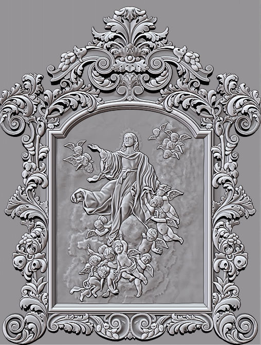3D Frame - Wood Carving STL Model for CNC Router 3D print model_12