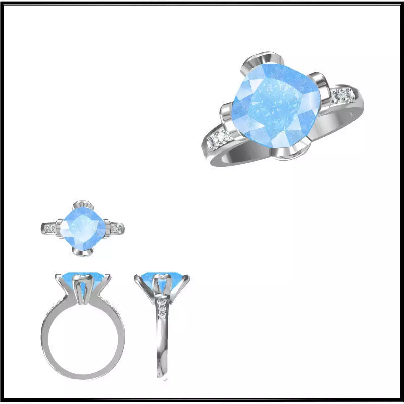 JCD Format Vintage color stone rings metal file 3D print model