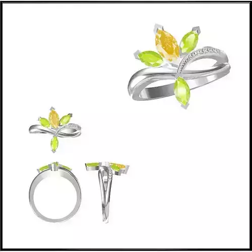 JCD Format Unique color stone rings rhino 3d jewelry