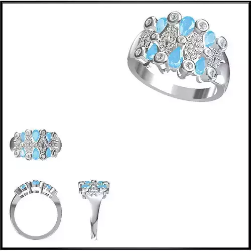 JCD Format Unique color stone rings jewelry cam