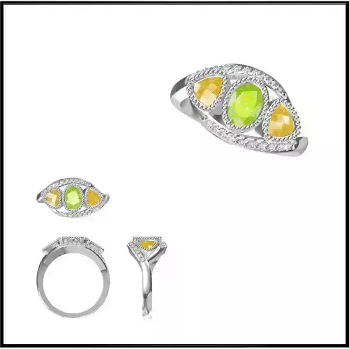 JCD Format Unique color stone rings jewelry cad cam masters