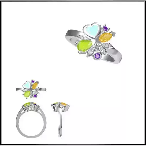JCD Format Unique color stone rings jewelry cad