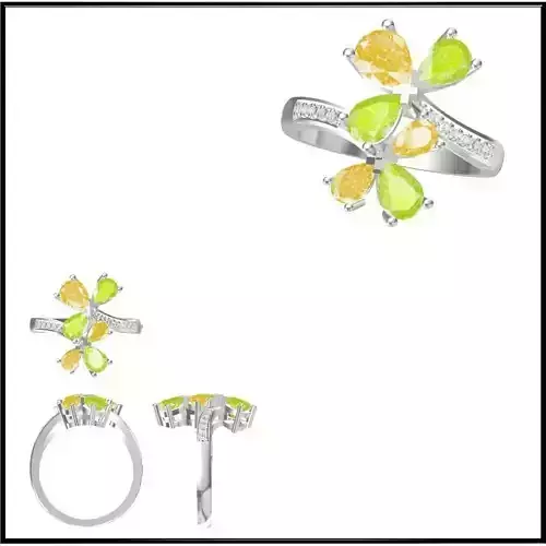 JCD Format Unique color stone rings jewelcad