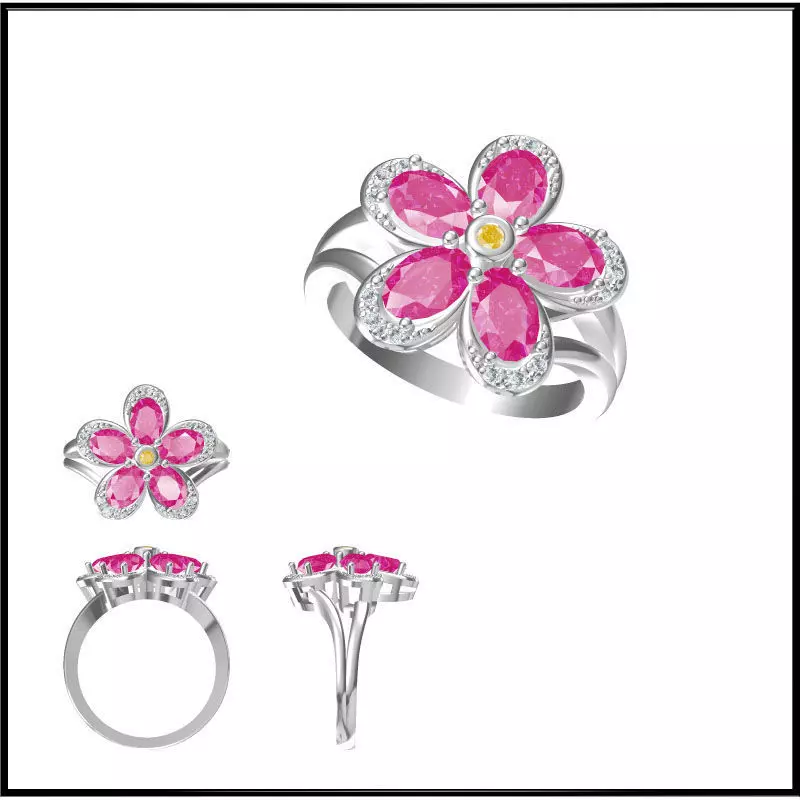 JCD Format Unique color stone rings cad ring design 3D print model