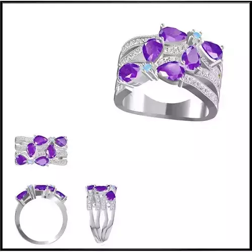 JCD Format Unique color stone rings cad color stone ring design
