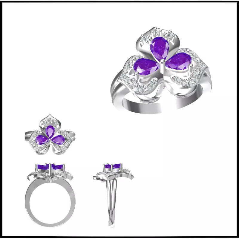JCD Format Unique color stone rings cad color stone ring 3D print model