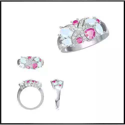 JCD Format Unique color stone rings cad cam jewelry design