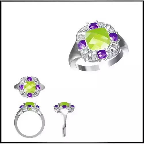 JCD Format Unique color stone rings autodesk jewelry design