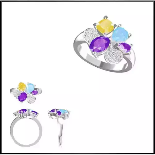 JCD Format Unique color stone rings 3dm jewelry