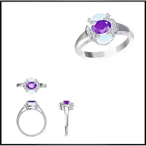 JCD Format Minimalist color stone rings jewellery 3dm file