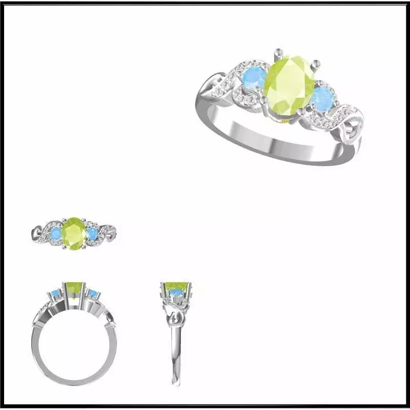 JCD Format Minimalist color stone rings cad ring design 3D print model