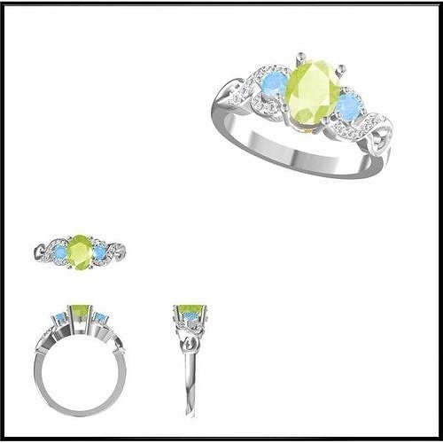 JCD Format Minimalist color stone rings cad ring design 3D print model