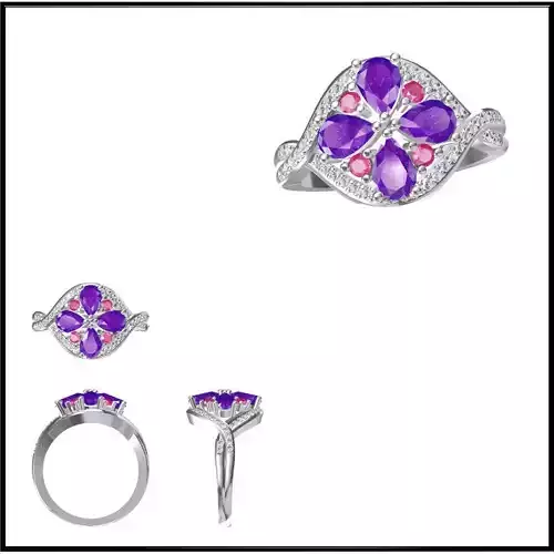 JCD Format Minimalist color stone rings autodesk jewelry design