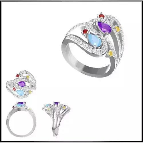 JCD Format Minimalist color stone rings 3d jewellery design