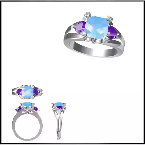 JCD Format Fancy color stone rings rhinoceros 3d jewelry design