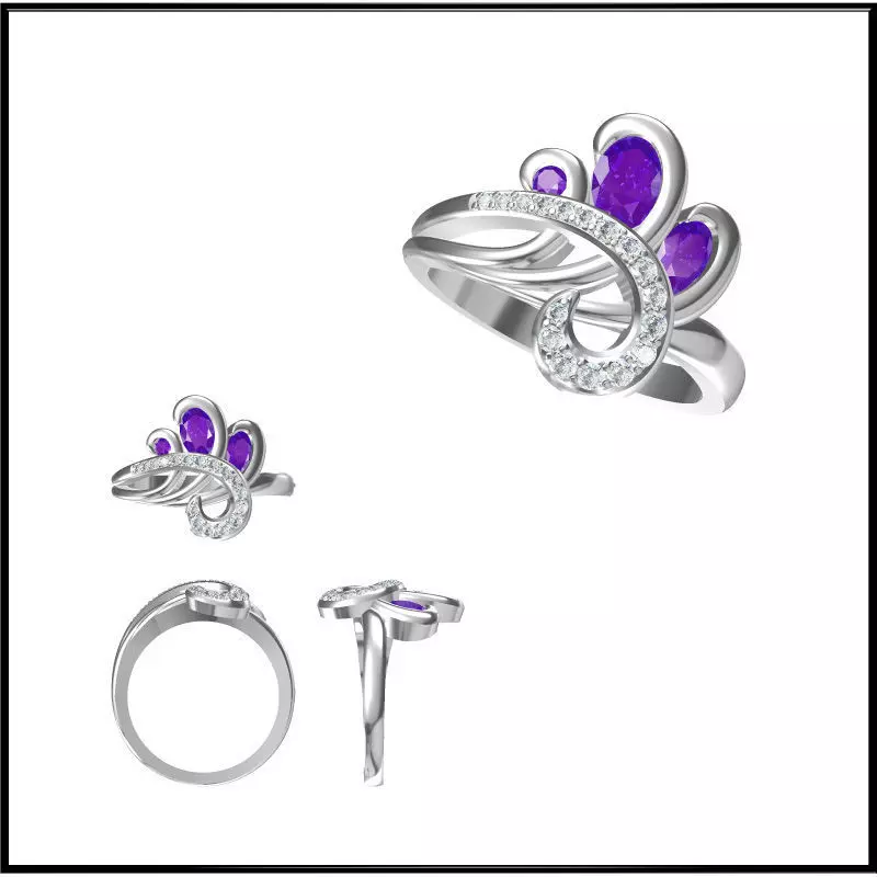 JCD Format Fancy color stone rings cad color stone ring design 3D print model