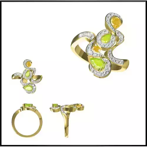 JCD Format Fancy color stone rings cad color stone ring