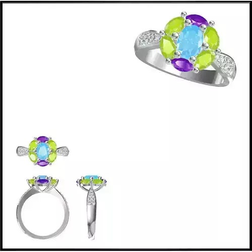 JCD Format Fancy color stone rings 3d jewelry cad
