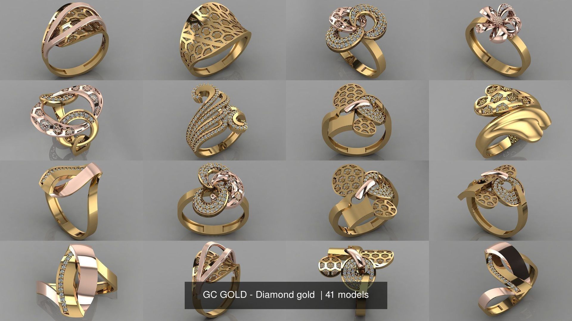 GC GOLD - Diamond gold  3D Model Collection_4