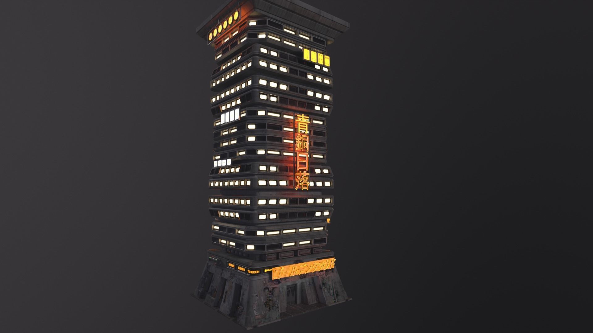 cyberpunk building 11 Low-poly 3D model