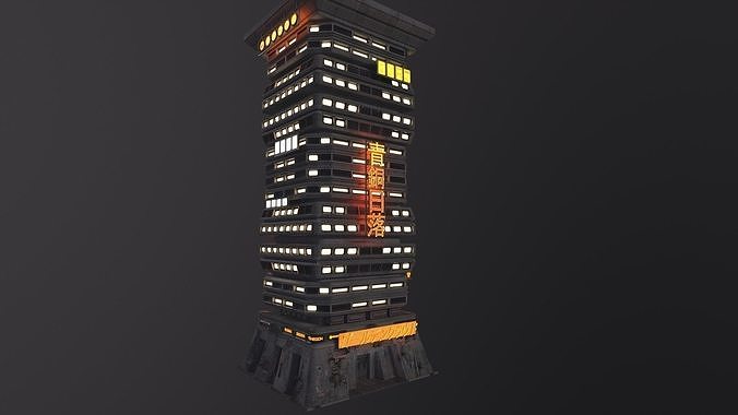 cyberpunk building 11 Low-poly 3D model