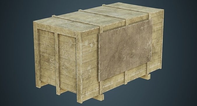 Wooden Box 2B Low-poly 3D model