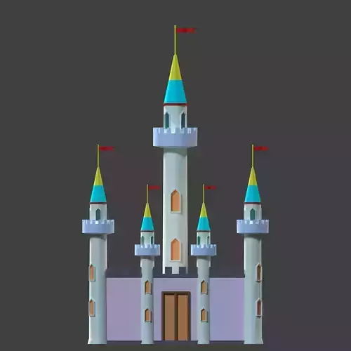Low Poly Simple Cartoon Medieval Castle