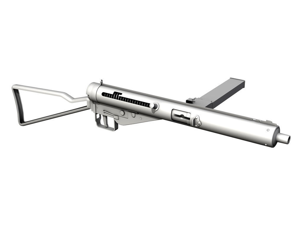 Sten MKIII Submachine Gun 3D model_11