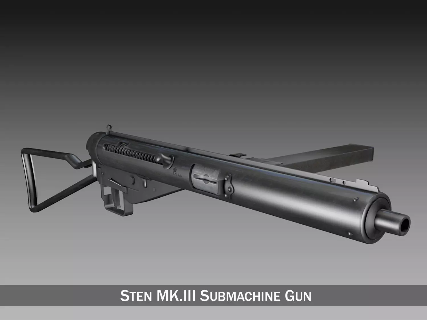 Sten MKIII Submachine Gun 3D model_0