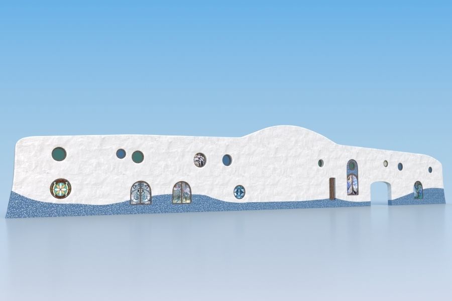 Decorative wall Low-poly 3D model_4