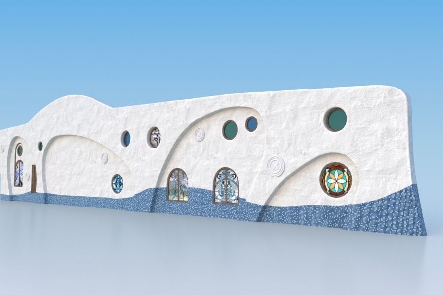 Decorative wall Low-poly 3D model_2