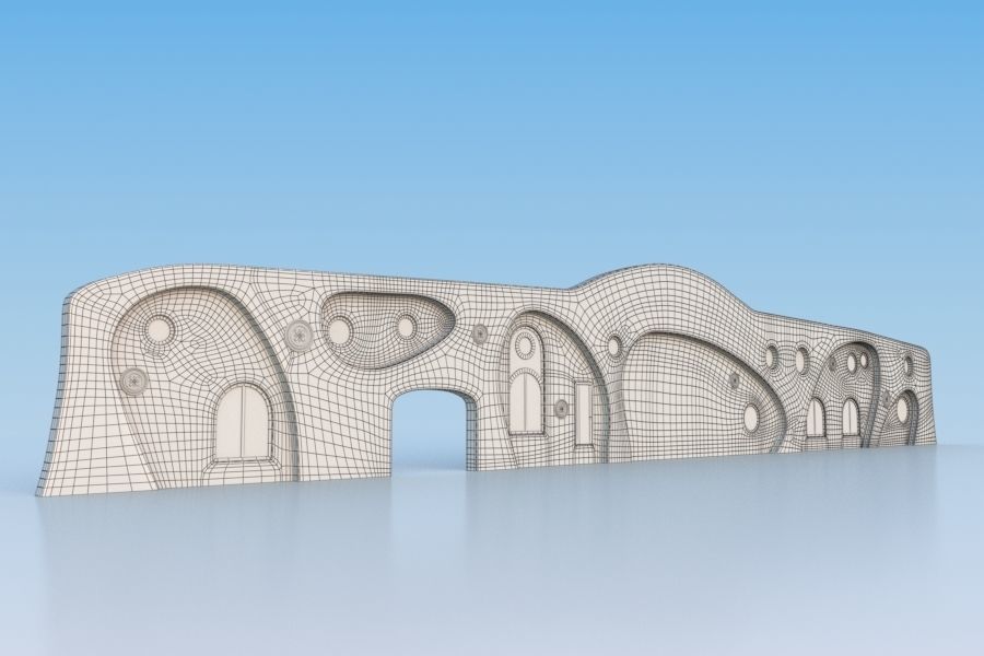 Decorative wall Low-poly 3D model_5