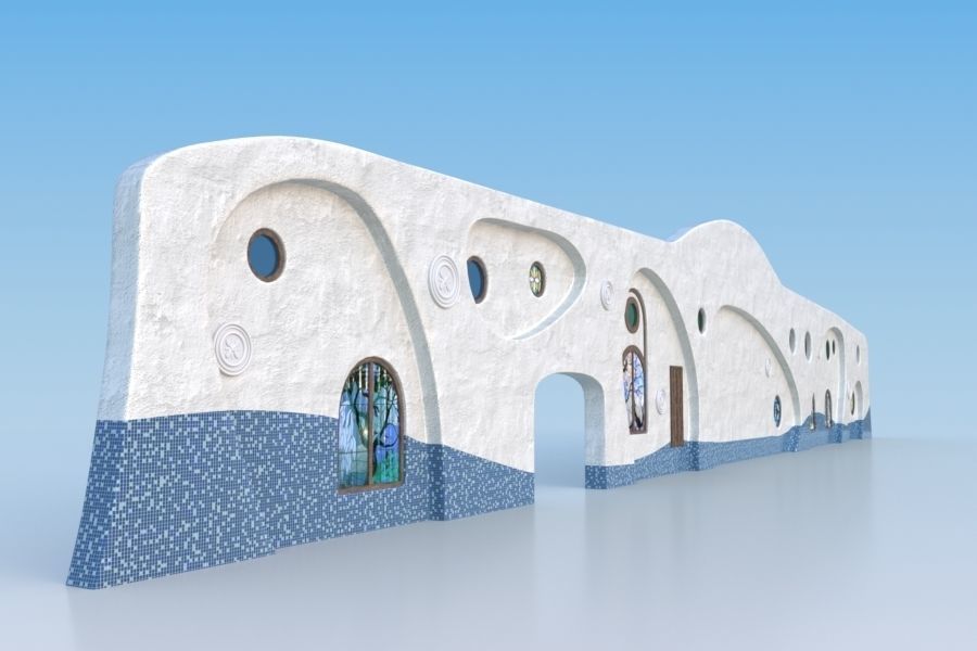 Decorative wall Low-poly 3D model_1